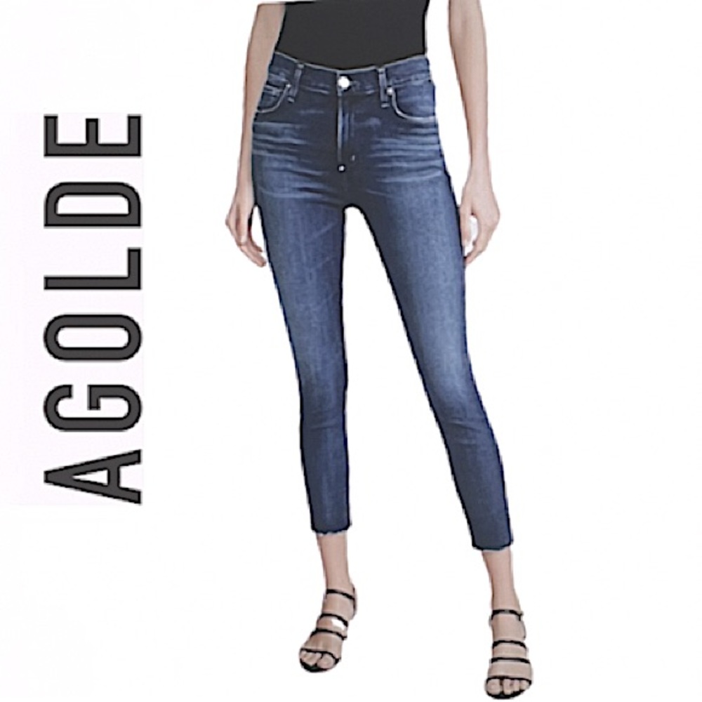 AGOLDE.EUC. Gorgeous "Sophie" raw hemmed blue jeans.Los Angeles premium denim.29